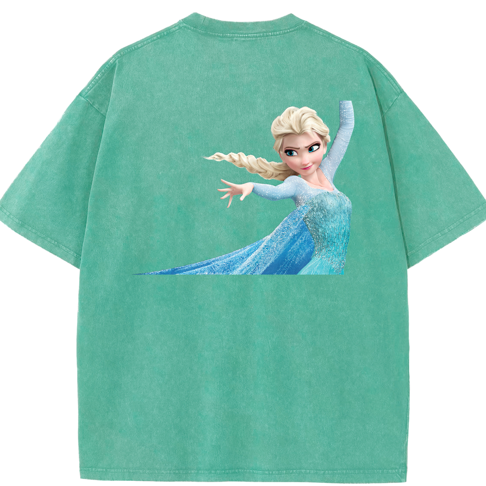 （画像用） アナと雪の女王 アンナ エルサ Frozen Anna Elsa 綿100% ヴィンテージ風 半袖Tシャツ（背面プリント）